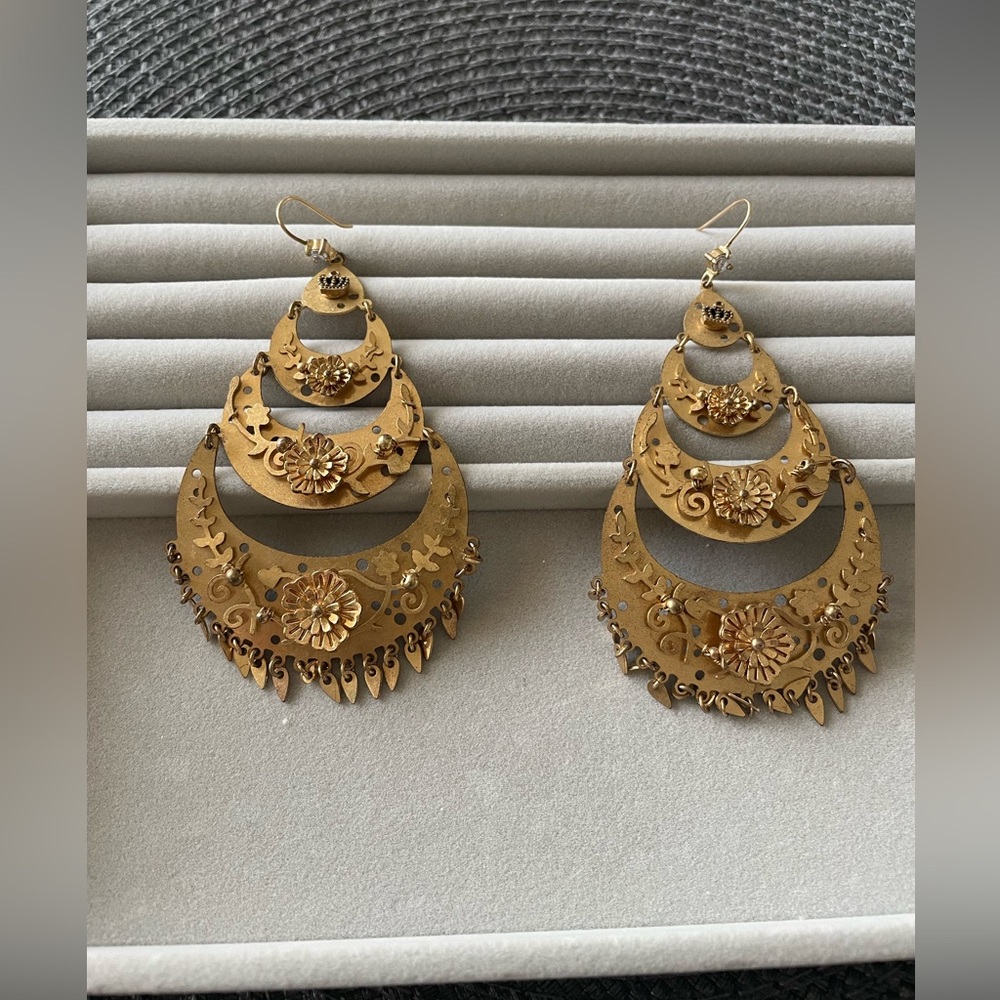 Juicy Couture antique Gold Tone massive Large Earrings - Picture 6 of 6